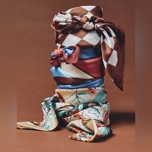 Skinny Hair Scarf Bag Charm Silky Scarves, Set of 5 | Variety of Patterns Colors